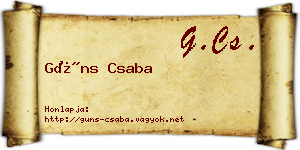 Güns Csaba névjegykártya
